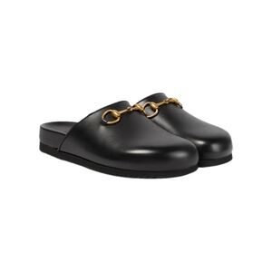 Gucci Black Leather Horsebit Slipper